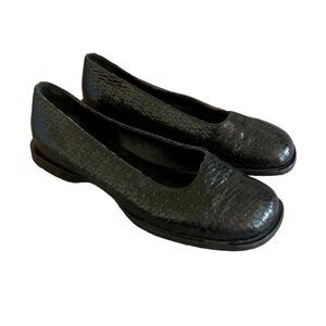 Joan & David Croc Embossed Leather Loafers